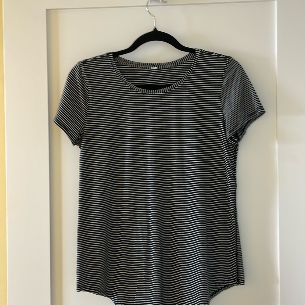 Lululemon Black White Pinstripe Tee